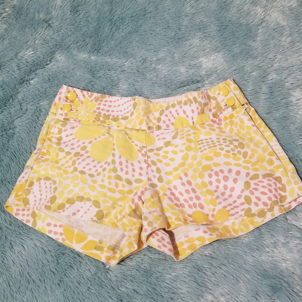 J Crew Yellow floral print shorts